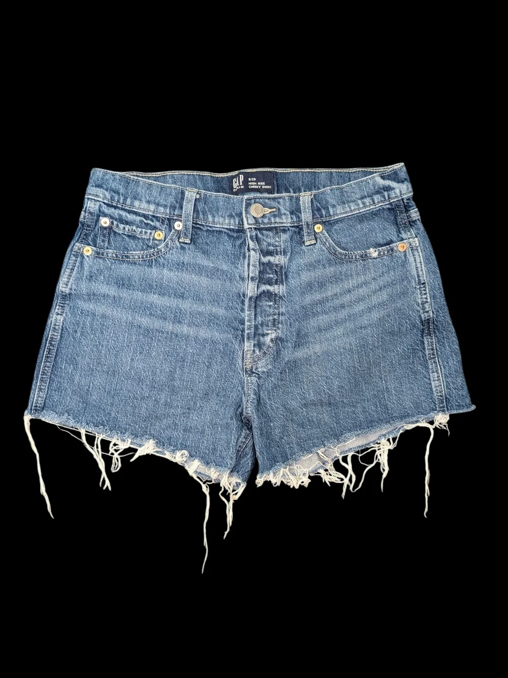 GAP Women's 8 Distressed High-rise Cheeky Cutoff Denim Shorts Button Fly